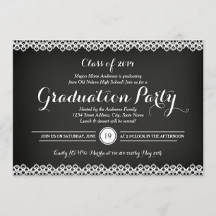 Chalkboard & Lace Graduation Party Invitation
