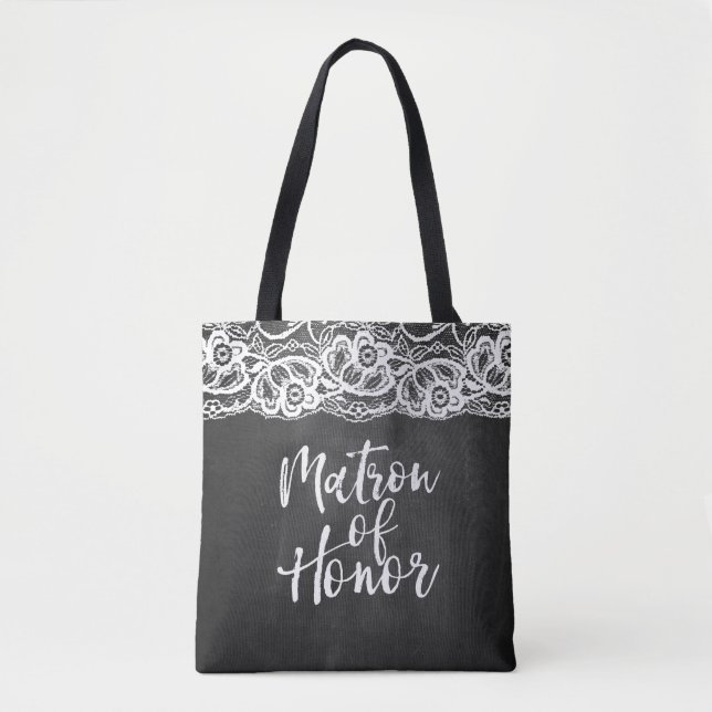 Chalkboard Lace matron of honour Tote Bag (Front)