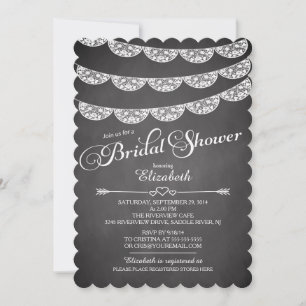 Chalkboard Lace & Wood Bridal Shower Invitation