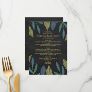 Chalkboard Leaf Wedding Menu