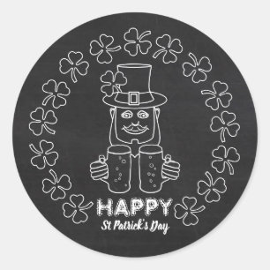 Chalkboard Leprechaun, St Patrick's Day Classic Round Sticker