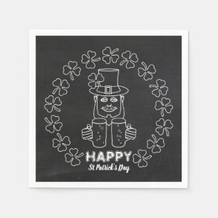 Chalkboard Leprechaun, St Patrick's Day Party Napkin