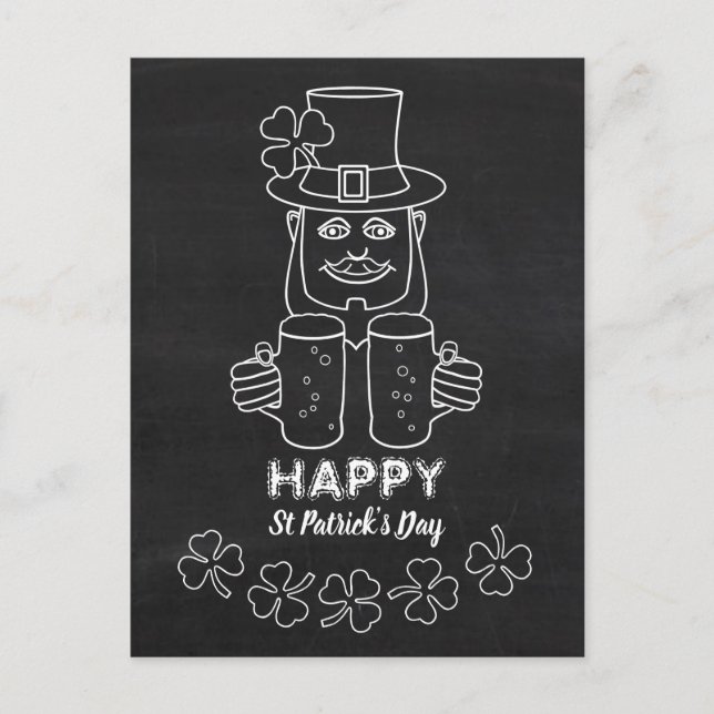 Chalkboard Leprechaun, St Patrick's Day Postcard (Front)