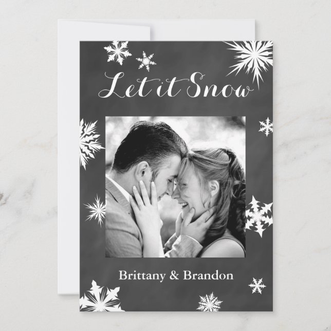 Chalkboard Let it Snow Holiday Photo Card (Front)