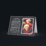 Chalkboard Lettering Holiday Photo Card<br><div class="desc">Affordable custom printed Christmas photo cards with simple templates for customisation. This fun design features cute hand-lettered style typography on a faux chalkboard background with red striped washi tape around your photo. The text reads "Hope the holidays bring you lots of reasons to smile". Personalise it with your photos, family...</div>