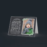 Chalkboard Lettering Holiday Photo Card<br><div class="desc">Affordable custom printed Christmas photo cards with simple templates for customisation. This fun design features cute hand-lettered style typography on a faux chalkboard background with green striped washi tape around your photo. The text reads "Hope the holidays bring you lots of reasons to smile". Personalise it with your photos, family...</div>
