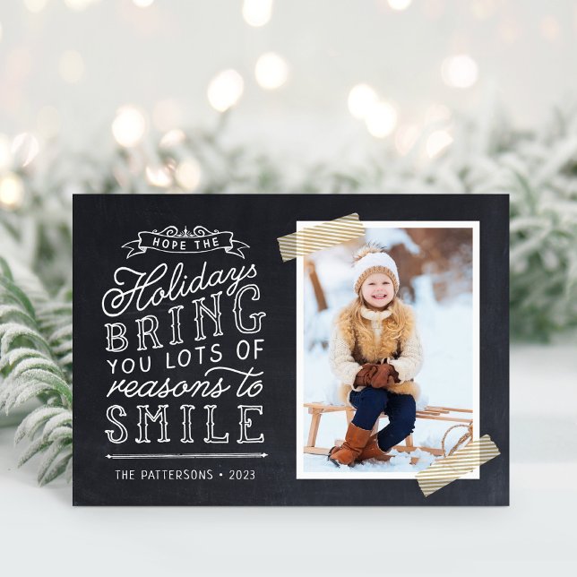 Chalkboard Lettering Holiday Photo Card (Creator Uploaded)
