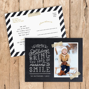 Chalkboard Lettering Holiday Photo Card