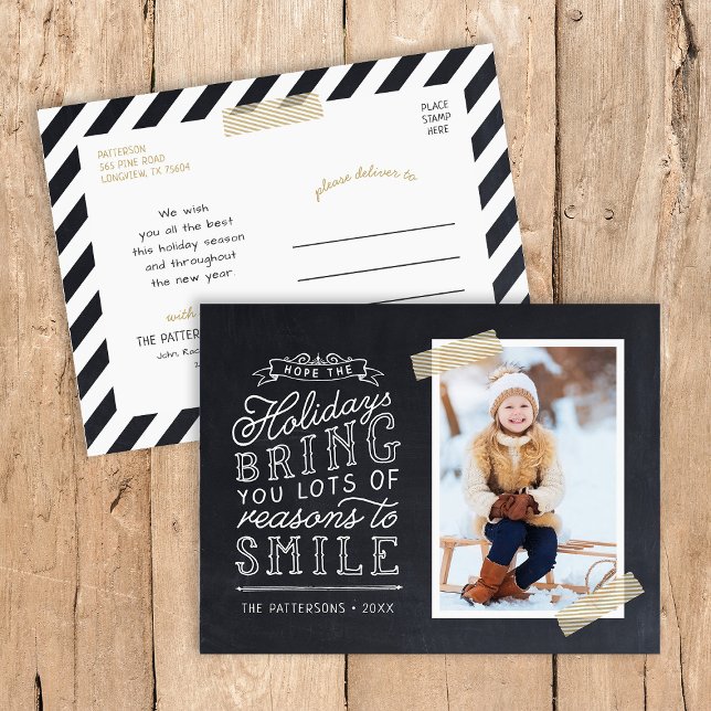 Chalkboard Lettering Holiday Photo Card (Creator Uploaded)