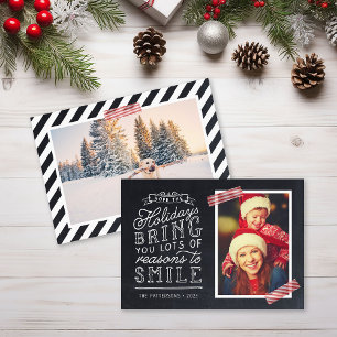 Chalkboard Lettering Holiday Photo Card