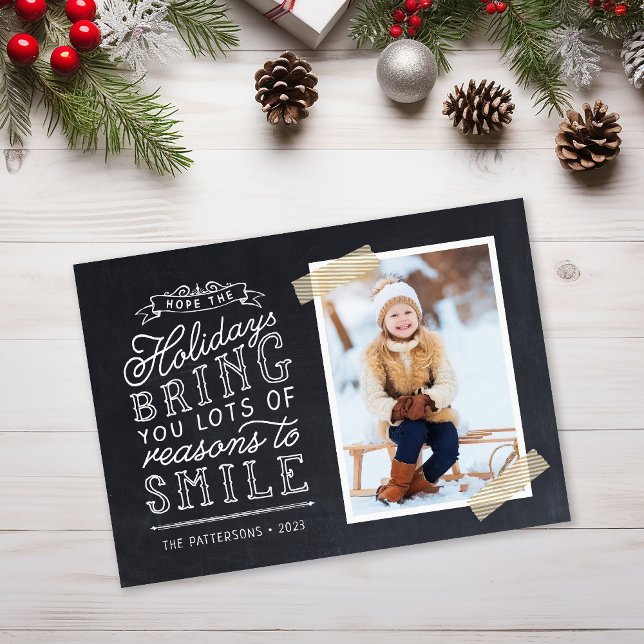 Chalkboard Lettering Holiday Photo Card (Creator Uploaded)