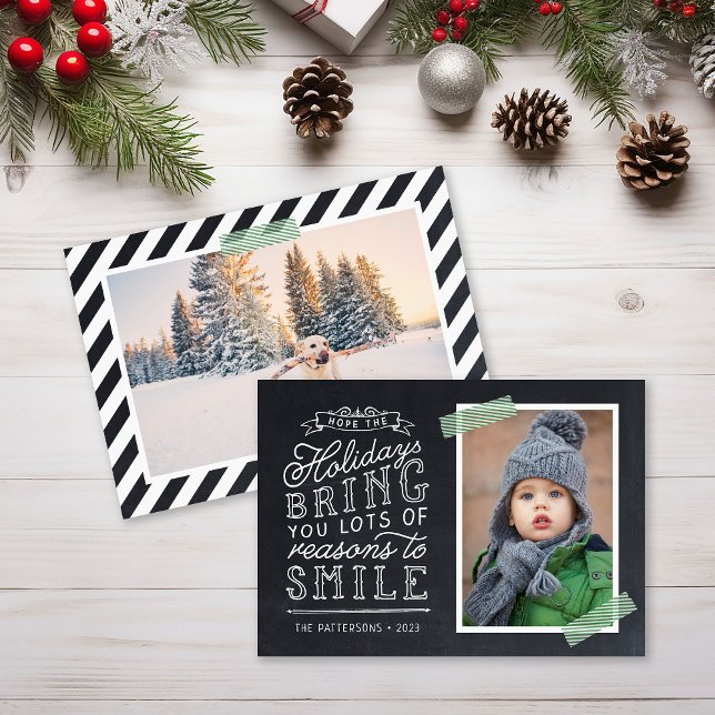 Chalkboard Lettering Holiday Photo Card (Creator Uploaded)