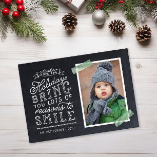 Chalkboard Lettering Holiday Photo Card
