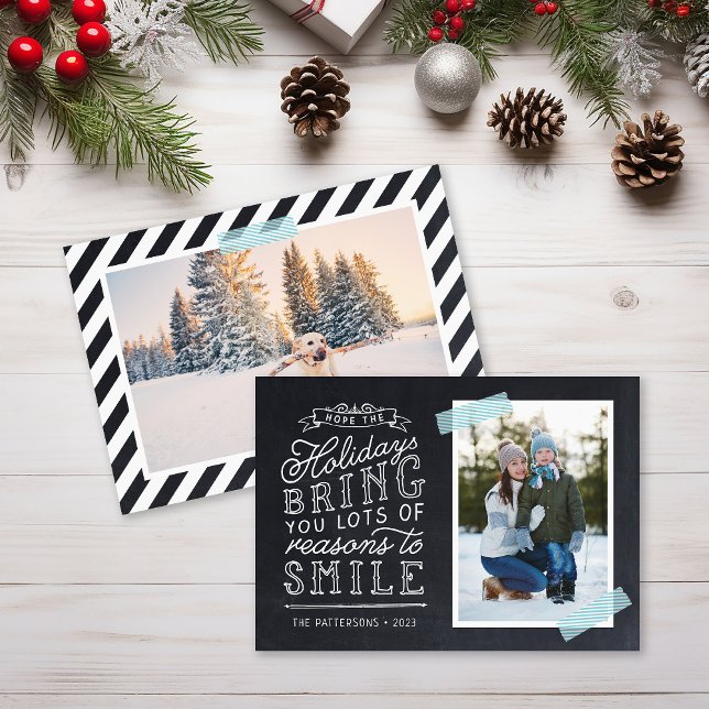 Chalkboard Lettering Holiday Photo Card (Creator Uploaded)