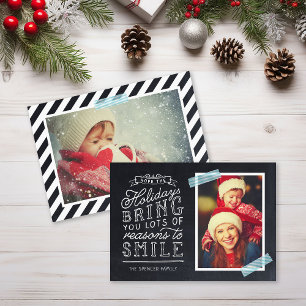 Chalkboard Lettering Holiday Photo Card