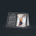 Chalkboard Lettering Holiday Photo Card<br><div class="desc">Affordable custom printed Christmas photo cards with simple templates for customization. This fun design features cute hand-lettered style typography on a faux chalkboard background with gold striped washi tape around your photo. The text reads "Hope the holidays bring you lots of reasons to smile". Personalize it with your photos, family...</div>