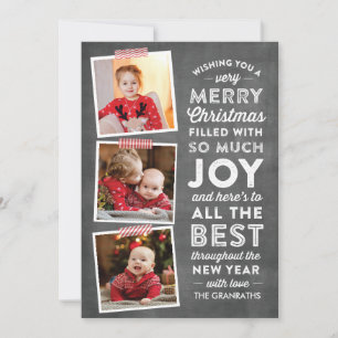 Chalkboard Lettering Multi Photo Christmas Card