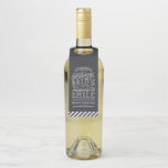 Chalkboard Lettering Personalised Christmas Gift Bottle Tag<br><div class="desc">Custom printed wine bottle holiday gift labels. This fun design features cute hand-lettered style typography on a faux chalkboard background. The text reads "Hope the holidays bring you lots of reasons to smile". Personalise it with your name or other custom text. Use the design tools to edit the text, add...</div>