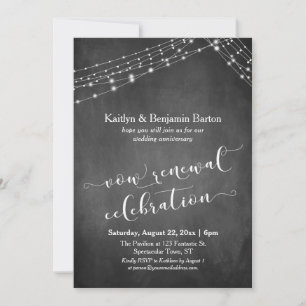 Chalkboard Light Strings Renewal Celebration Invitation