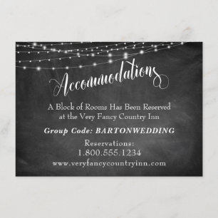 Chalkboard & Light Strings Wedding Accommodations Enclosure Card