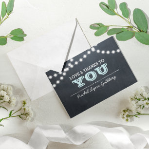 Chalkboard Lights Aqua Bat Mitzvah Thank You Note Card
