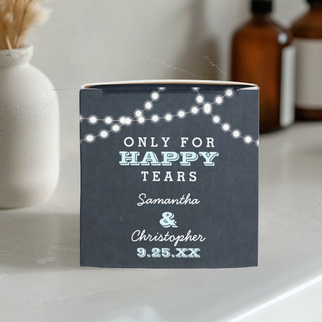 Chalkboard Lights Aqua Mini Wedding Tissue Boxes (Creator Uploaded)