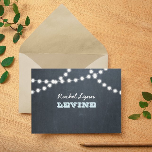 Chalkboard Lights Aqua Note Card (Creator Uploaded)