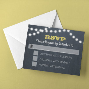 Chalkboard Lights Golden RSVP Card