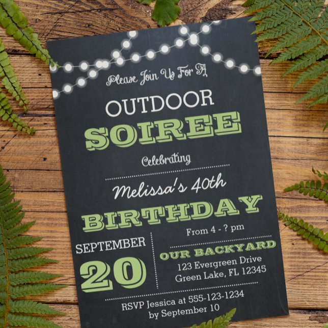 Chalkboard Lights Green All Occasion Invitation (Creator Uploaded)