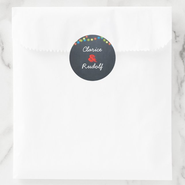 Chalkboard Lights Holiday Personalised Classic Round Sticker (Bag)