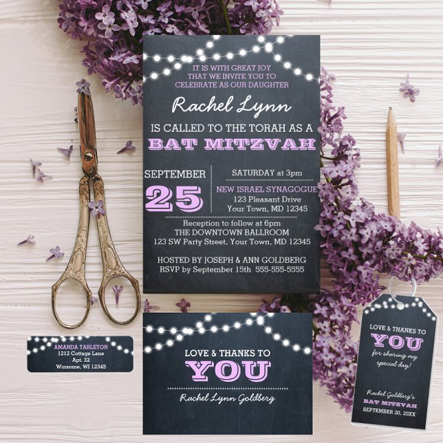 Chalkboard Lights Lilac Personalised Return Address Label (Creator Uploaded)
