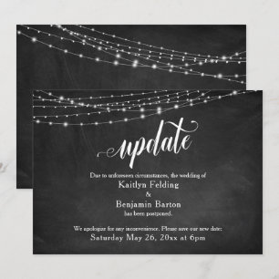 Chalkboard & Lights Postponed Wedding Announcement