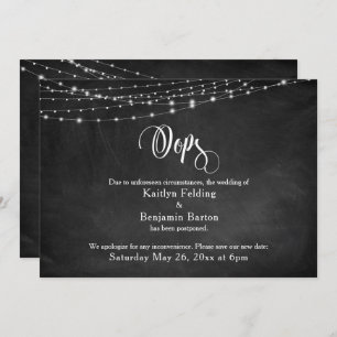 Chalkboard & Lights Postponed Wedding Humour "Oops Invitation