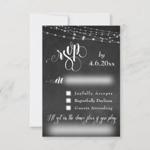 Chalkboard, Lights & Script RSVP with Song Request Card