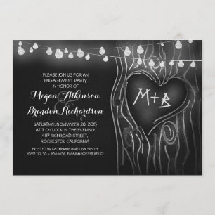 chalkboard lights tree romantic engagement party invitation