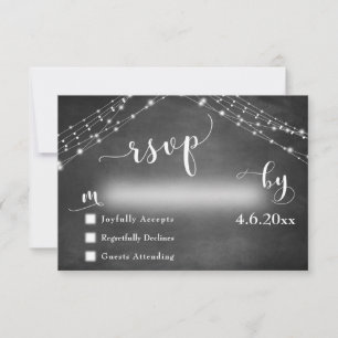 Chalkboard & Lights with Wedding Calligraphy RSVP Card