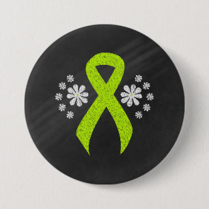 Chalkboard Lime Green Awareness Ribbon 7.5 Cm Round Badge