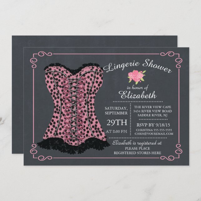Chalkboard Lingerie Bridal Shower Invitation (Front/Back)