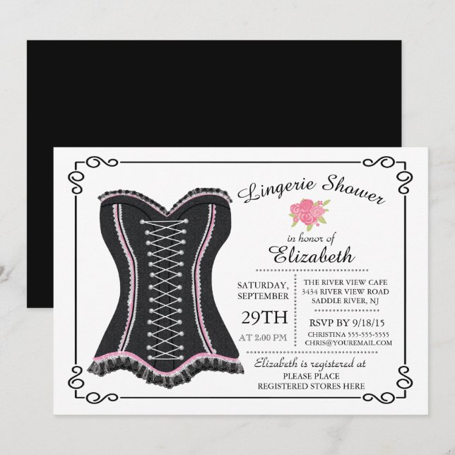 Chalkboard Lingerie Bridal Shower Invitation (Front/Back)