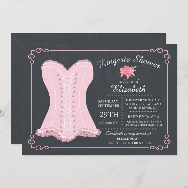 Chalkboard Lingerie Bridal Shower Invitation (Front/Back)