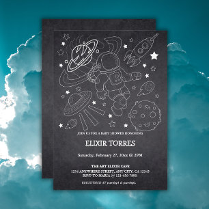 Chalkboard Little Space Explorer Baby Shower  Invitation