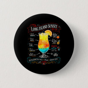 Chalkboard Long Island Sunset tail Recipe Trocal 6 Cm Round Badge