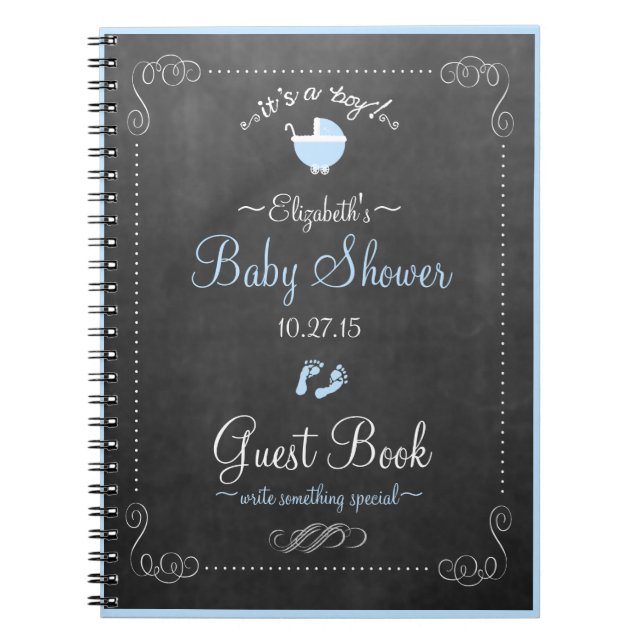 Chalkboard Look- Baby Shower Guest Book- Notebook (Front)