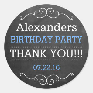 Chalkboard Look - Birthday Party Classic Round Sticker