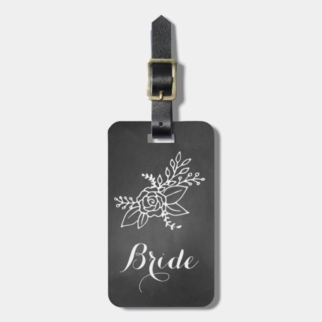 Chalkboard Look Bride Luggage Tag (Front Vertical)