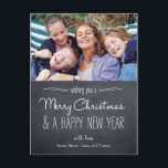 Chalkboard Look Christmas Photo Card Postcard<br><div class="desc">Celebrate the season with this modern and stylish holiday postcard from Berry Berry Sweet.</div>