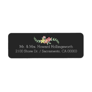 Chalkboard Look Floral Return Address Return Address Label