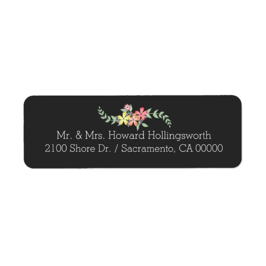 Chalkboard Look Floral Return Address Return Address Label