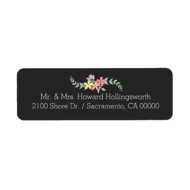 Chalkboard Look Floral Return Address Return Address Label (Front)