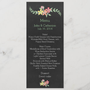 Chalkboard Look Floral Wedding Table Menu